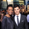 Access Hollywood’s Shaun Robinson with Taylor Lautner on “The Twilight Saga: Eclipse” black carpet, LA, June 24, 2010