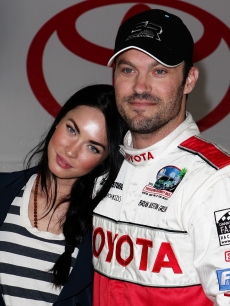 Megan Fox and Brian Austin Green attend the Toyota Grand Prix Pro / Celebrity Race Day in Long Beach, California on April 17, 2010 