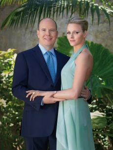 Prince Albert II of Monaco poses with his fiancee, Charlene Wittstock, in a photo provided by the Palais Princier Monaco