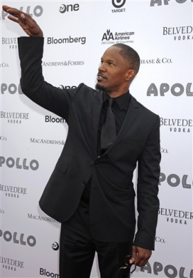 Jamie Foxx poses on the red carpet at the Spring Benefit Concert and Awards Ceremony at The Apollo Theater in New York City on June 14, 2010
