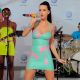 Katy Perry performs in Times Square in a latex dress, June 2010