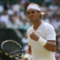 Rafael Nadal on the court during Wimbledon in London on June 26, 2010