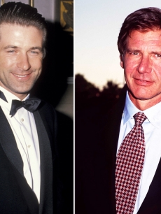 Alec Baldwin around the time he starred in “The Hunt for Red October,” 1990 (left) and Harrison Ford at a screening for “Clear and Present Danger,” 1994 (right)