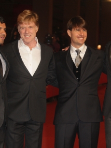Michael Pena, Robert Redford, Tom Cruise and Andrew Garfield attend the ‘Lions For Lambs’ premiere at the Rome Film Festival, Rome, Italy, Oct. 23, 2007