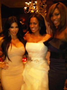 Kim Kardashian, La La Vazquez and Serena Williams at La La’s wedding in NYC on July 10, 2010
