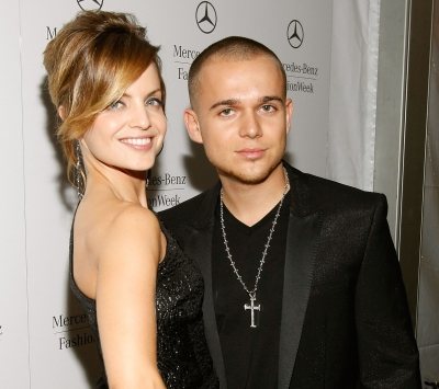 Mena Suvari and Simone Sestito step out at Mercedes-Benz Fashion Week in New York on September 12, 2009