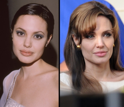 Angelina Jolie in 1998 and in 2010