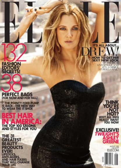 Drew Barrymore on the August 2010 cover of ELLE