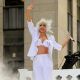Lady Gaga dons white as she performs on NBC’s “Today” at Rockefeller Center, NYC, July 9, 2010