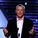 Minnesota Vikings quarterback Brett Favre looks dashing as he speaks on stage during the ESPY Awards at Nokia Theatre L.A. Live in Los Angeles on July 14, 2010