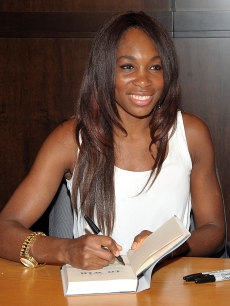 Tennis pro Venus Williams signs copies of her book “Come To Win” at Barnes & Noble bookstore at The Grove, LA, July 13, 2010
