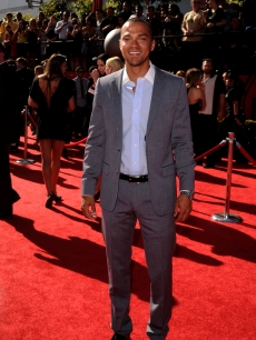 Jesse Williams smiles for the cameras at the ESPY Awards at Nokia Theatre L.A. Live in Los Angeles on July 14, 2010