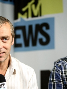 “Sparticus” actors John Hannah and Andy Whitfield answer questions in the MySpace & MTV Tower during Comic-Con International in San Diego, Calif., on July 23, 2010