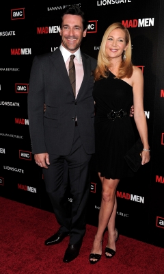 Jon Hamm and Jennifer Westfeldt arrive to the season 4 premiere of AMC’s “Mad Men” in Hollywood, California on July 20, 2010 