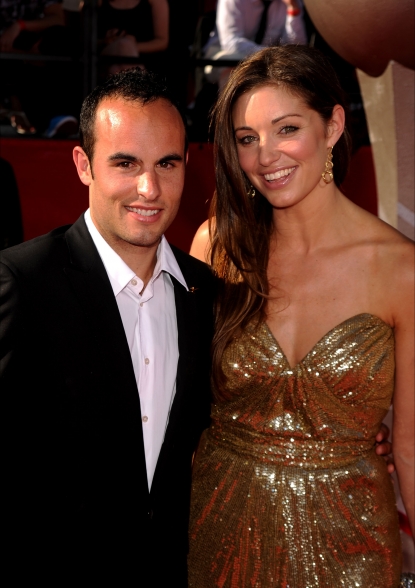 Landon Donovan and wife Bianca Kajlich arrive at the 2010 ESPY Awards at Nokia Theatre L.A. Live in Los Angeles, California on July 14, 2010 