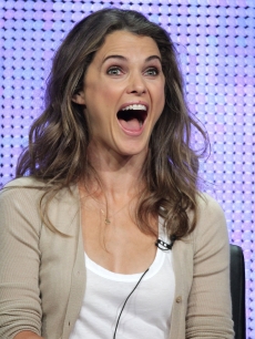 Keri Russell speaks onstage during the “Running Wilde” panel for the FOX portion of the summer Television Critics Association press tour at the Beverly Hilton Hotel in Beverly Hills, California on August 2, 2010