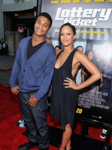 The Game’s Tia Mowry and husband Cory Hardrict pose together at the premiere of Lottery Ticket at Grauman’s Chinese Theater in Hollywood, Calif. on August 12, 2010