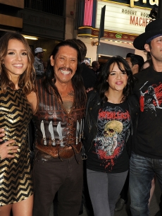 Jessica Alba, Danny Trejo, Michelle Rodriguez, and director Robert Rodriguez arrive at 20th Century Fox’s screening of ‘Machete’ at the Orpheum Theater on August 25, 2010 in Los Angeles, California