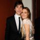 Justin Long and Drew Barrymore pose backstage at the 21st Annual GLAAD Media Awards held at Hyatt Regency Century Plaza Hotel, LA, April 17, 2010
