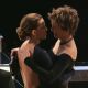 Best actress winner for ‘Million Dollar Baby’ Hilary Swank, hugs actress Annette Bening on stage during the 77th Annual Academy Awards on February 27, 2005 at the Kodak Theater in Hollywood, Calif.