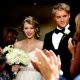Taylor Swift appears in a wedding scene while making her video for “Mine”