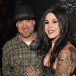 Jesse James and Kat Von D attend the opening of Kat Von D’s “Wonderland” gallery in West Hollywood on September 2, 2010