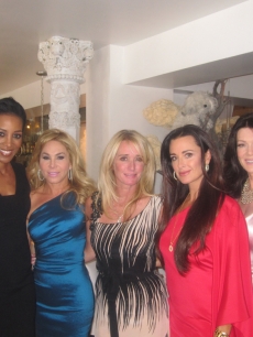 Access Hollywood’s Shaun Robinson (second from left) with “The Real Housewives of Beverly Hills” stars Camille Grammer, Adrienne Maloof, Kim Richards, Kyle Richards, Lisa Vanderpump and Taylor Armstrong, Los Angeles, Aug. 30, 2010

