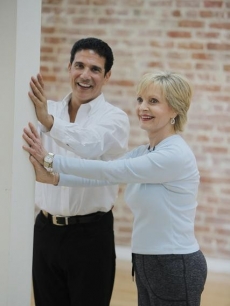 Florence Henderson and Corky Ballas share a laugh as they get ready for “Dancing with the Stars,” Los Angeles, Sept. 2010