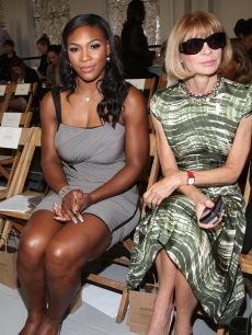 Serena Williams and Vogue magazine editor-in-chief Anna Wintour attend the Rodarte Spring 2011 fashion show during Mercedes-Benz Fashion Week at Dia:Chelsea, NYC, September 14, 2010