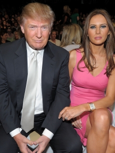 Donald trump and Melania Trump attend the Michael Kors Spring 2011 fashion show during Mercedes-Benz Fashion Week at The Theater at Lincoln Center in New York City on September 15, 2010