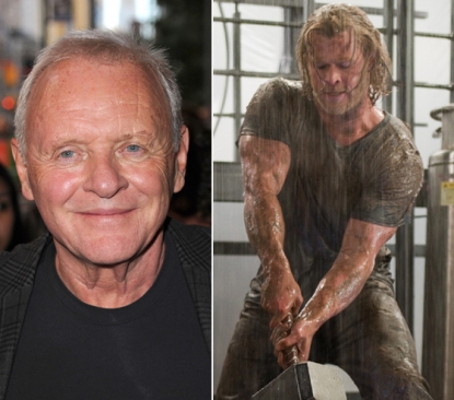 Anthony Hopkins (left), Chris Hemsworth as “Thor” (right)