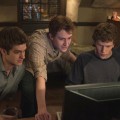 Andrew Garfield, Joseph Mazzello, Jesse Eisenberg and Patrick Maple in “The Social Network”