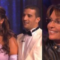 Bristol Palin and Mark Ballas receive their critiques from the judges (left), Sarah Palin in the audience (right), “Dancing with the Stars,” Sept. 27, 2010