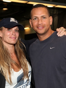Molly Sims and Alex Rodriguez pose at Starter Day at Yankee Stadium, NYC, September 23, 2010