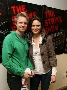 David Hornsby and Emily Deschanel attend The Strike Show to benefit the Motion Picture and Television Fund at the Steve Allen Theatre in Hollywood on December 12, 2007 