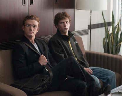 Justin Timberalke and Jesse Eisenberg in “The Social Network”