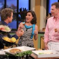 Bobby Flay stops by Access Hollywood Live on October 15, 2010 and cooks with Kit Hoover and Billy Bush
