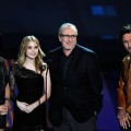 Neve Campbell, Emma Roberts, Wes Craven and David Arquette speak onstage during Spike TV’s “SCREAM 2010” at The Greek Theatre in LA on October 16, 2010