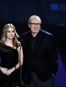 Neve Campbell, Emma Roberts, Wes Craven and David Arquette speak onstage during Spike TV’s “SCREAM 2010” at The Greek Theatre in LA on October 16, 2010