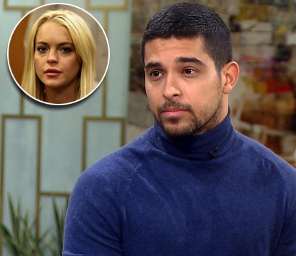 Wilmer Valderrama visits Access Hollywood Live on October 8, 2010 (Inset: Lindsay Lohan in court)