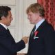Robert Redford is greeted by French President Nicolas Sarkozy as he receives the Legion d’honneur at Elysee Palace, Paris, France, October 14, 2010