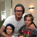 David Beckham with sons Cruz Beckham, Romeo Beckham and Brooklyn Beckham attend Kinect for Xbox 360 Launch Party held at a private residence in Beverly Hills on October 23, 2010  