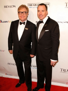 Elton John and David Furnish attend the 9th Annual Elton John AIDS Foundation’s An Enduring Vision benefit at Cipriani, Wall Street on October 18, 2010