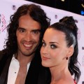 Katy Perry and Russell Brand attend the MTV Europe Awards 2010 at the La Caja Magica in Madrid, Spain, on November 7, 2010  