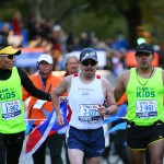 Edison Pena approaches the finish line to complete the 41st ING New York City Marathon in NYC on November 7, 2010 