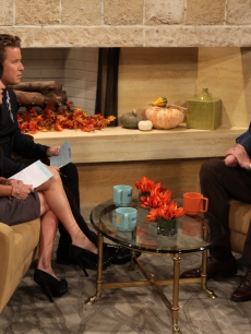 Aron Ralston chats with Billy Bush and Kit Hoover on Access Hollywood Live in LA on November 4, 2010