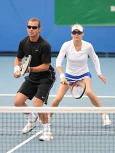 Gavin Rossdale and Anna Kournikova participate in 2010 Chris Evert/Raymond James Pro-Celebrity Tennis Classic in Delray Beach, Florida on November 7, 2010 