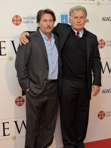 Martin Sheen puts his arm around son Emilio Estevez at “The Way” premiere at the Callao cinema in Madrid, Spain, on November 10, 2010