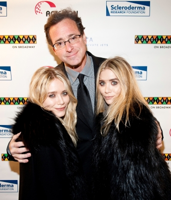Mary-Kate Olsen, Bob Saget and Ashley Olsen attend Stand Up For Scleroderma at Carolines On Broadway in New York, City on November 8, 2010 