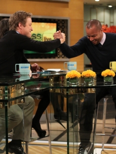 “Skyline’s” Donald Faison shows Billy Bush some love on Access Hollywood Live on November 12, 2010
